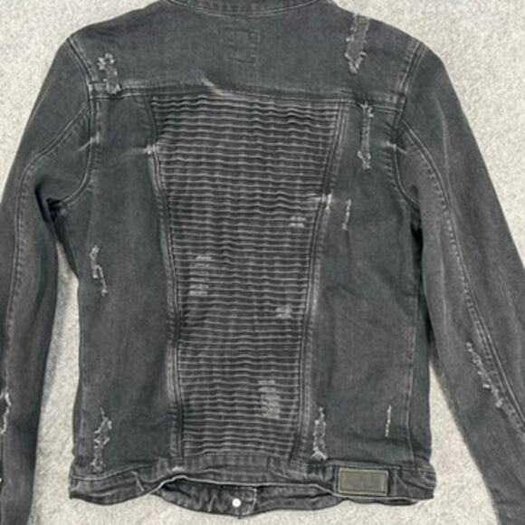 RtA Jacket Black Distressed Denim Moto Size Large - Picture 4 of 7